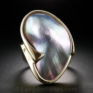 Late 20th Century 14k Gold Mother-of-Pearl Ring