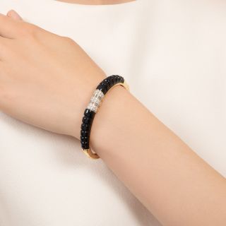 Late-20th Century Onyx and Diamond Bangle