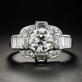 Late-Art Deco 1.55 Carat Diamond Palladium Engagement Ring - GIA I VS1 - 5