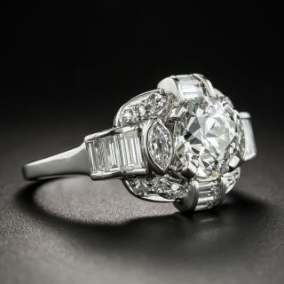 Late-Art Deco 1.55 Carat Diamond Palladium Engagement Ring - GIA I VS1