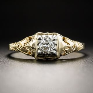 Late Art Deco .22 Carat Diamond Engagement Ring