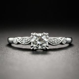 Late-Art Deco .28 Carats Diamond Platinum Engagement Ring - 1