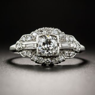 Late Art Deco .35 Carat Platinum Diamond Engagement Ring