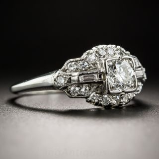 Late Art Deco .35 Carat Platinum Diamond Engagement Ring