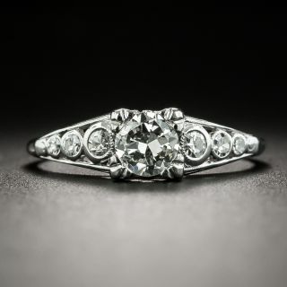 Late Art Deco .38 Carat Diamond Engagement Ring  - 2