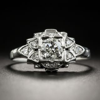 Late-Art Deco .40 Carat Diamond Platinum Engagement Ring - 2