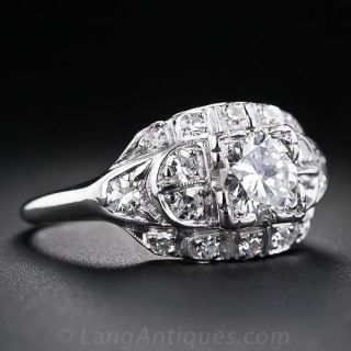 Late Art Deco .70 Carat Diamond Enagement Ring