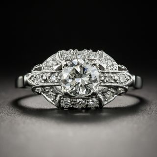 Late-Art Deco .70 Carat Diamond Platinum Engagement Ring Granat Bros. - 1
