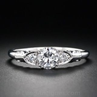 Late Art Deco .74 Carat Diamond Engagement Ring