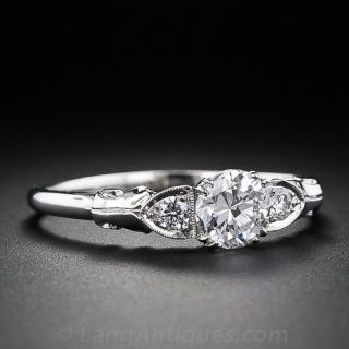 Late Art Deco .74 Carat Diamond Engagement Ring
