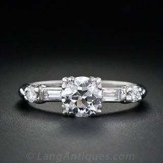 Late Art Deco .75 Carat Diamond Engagement Ring