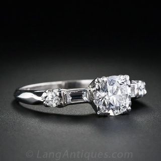 Late Art Deco .75 Carat Diamond Engagement Ring