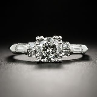 Late-Art Deco .75 Carat Diamond Platinum Engagement Ring - 2