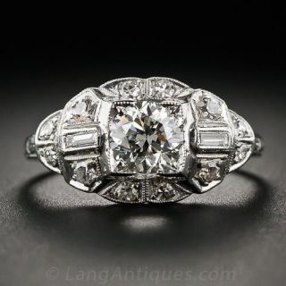 Late-Art Deco .80 Carat Diamond Ring