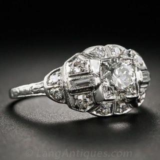 Late-Art Deco .80 Carat Diamond Ring