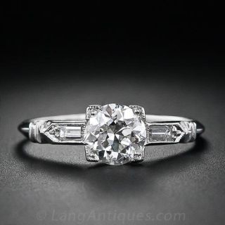 Late Art Deco .87 Carat Diamond Engagement Ring