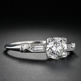 Late Art Deco .87 Carat Diamond Engagement Ring
