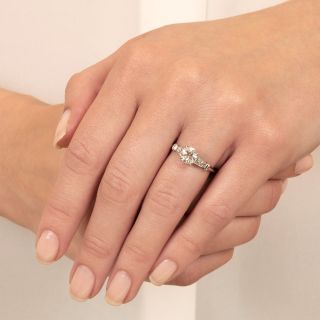 Late-Art Deco .97 Carat Diamond Engagement Ring - GIA H SI1