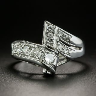 Late Art Deco Diamond Bypass Ring - 1