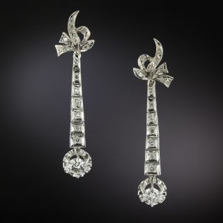 Late-Art Deco Diamond Dangle Earrings - 2