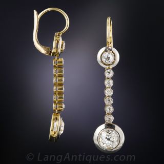 Late Art Deco Diamond Drop Earrings