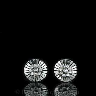 Late Art Deco Diamond Stud Earrings Main View