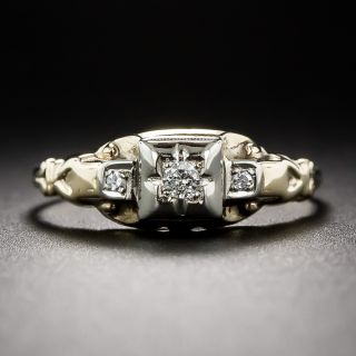 Late-Art Deco Diamond, Two-Tone Gold Engagement Ring