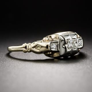 Late-Art Deco Diamond, Two-Tone Gold Engagement Ring