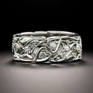 Late Art Deco Hearts and Kisses Diamond Wedding Band, Size 5 1/2 - 2
