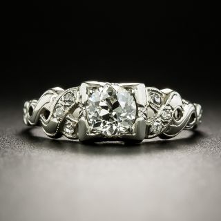 Late-Art Deco Orange Blossom .40 Carat Diamond Engagement Ring - 2