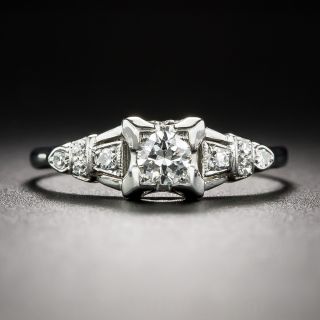 Late Art Deco Platinum and Diamond Engagement Ring
