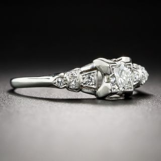 Late Art Deco Platinum and Diamond Engagement Ring