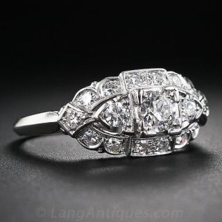 Late Art Deco Platinum and Diamond Ring