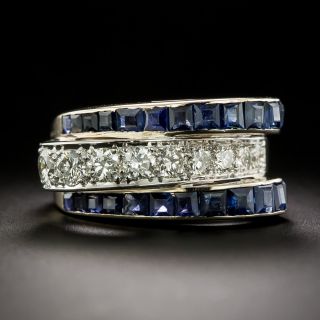 Late Art Deco Sapphire and Diamond Band Ring - 3