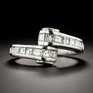 Late Art Deco Square-Cut Diamond Bypass Ring - 1