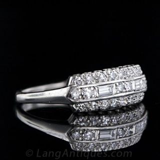 Late Art Deco Three Row Diamond Band