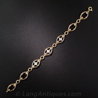 Late Art Deco Two-Tone Oval Link Bracelet