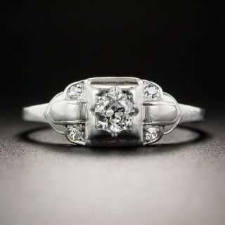 Late Art Deco Vintage Diamond Engagement Ring by Whitehouse Brothers