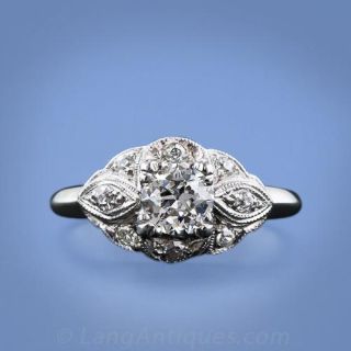 Late Deco .52 carat Diamond Engagment Ring