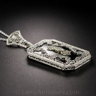 Late Deco Onyx Pendant 