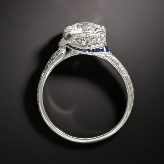 Late Edwardian 1.00 Carat Diamond and Sapphire Ring -  GIA  J VS1