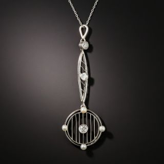 Late Edwardian Diamond and Pearl Pendant - 2