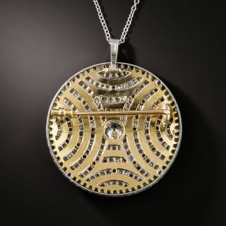 Late-Edwardian/Early-Art Deco Diamond and Blue Enamel Circle Brooch