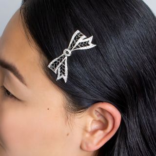 Late-Edwardian/Early-Art Deco Diamond Bow Barrette