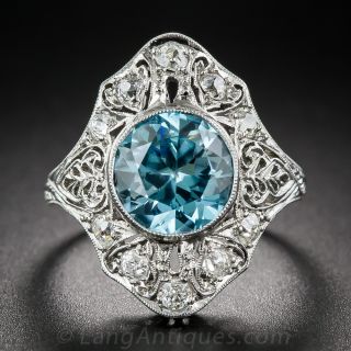 Late Edwardian Platinum Blue Zircon Ring