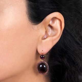 Late-Georgian Cabochon Garnet Earrings