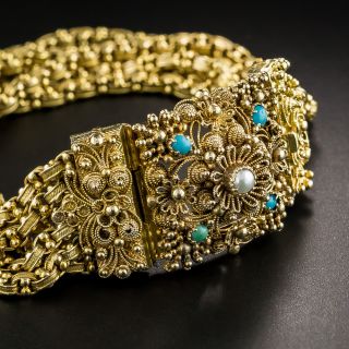 Late Georgian Cannetille Turquoise Bracelet - 1