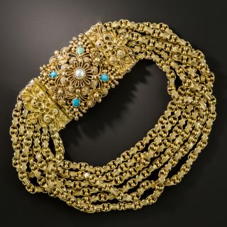 Late Georgian Cannetille Turquoise Bracelet