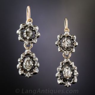 Late Georgian~Early Victorian Rose-Cut Diamond Earrings