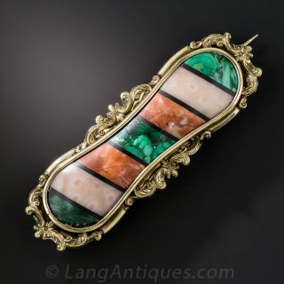 Late Georgian Pinchbeck Inlaid Bar Brooch